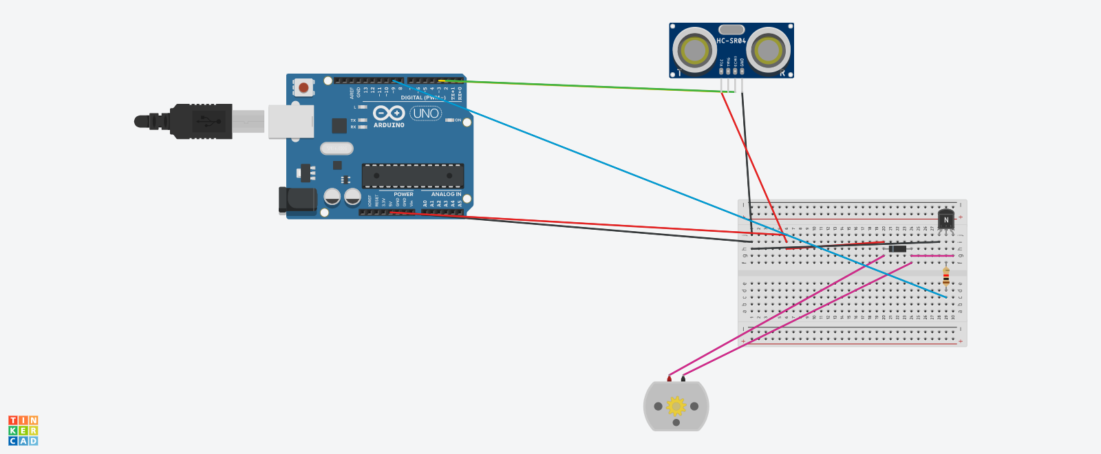 Arduino With Dual Motor Tank Coded in TinkerCad Codeblocks and